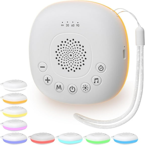 White Noise Sound Machine, Portable Sound Machine for Sleep Baby, Kids & Adults, 20 Travel Soothing Sounds Brown/Pink Noise/Lullaby, Rechargeable, Timer, Memory & Night Light for Home, Nursery