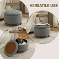 thumbnail image 5 of 24Inch Round Storage Ottoman with Tray, Modern Tufted Fabric Circle Coffee Table with Storage, Upholstered Ottoman with Removable Top for Living Room, Bedroom, Light Grey, 5 of 7