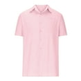 thumbnail image 4 of Siilsaa Mens Shirt Men's Regular-Fit Short-Sleeve Pocket Shirt(Pink,S), 4 of 6