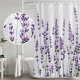 thumbnail image 4 of Shower Curtain Bathroom Set Watercolor Rural Purple Lavender on White Waterproof Fabric Shower Curtains with Grommets&Hooks, Summer Flower Privacy Bath Curtain for Bathtub 36x72in, 4 of 9