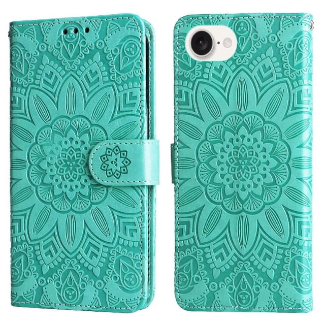 Funda tipo cartera GANGXUN para iPhone 16e , diseño girasol, cuero PU, soporte, cierre magnético, tarjetero