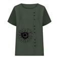 thumbnail image 3 of Birdeem Blouses pour Femmes Été Col Rond Manches Courtes Mode Décontractée Imprimé Bouton Haut T-Shirt, 3 of 9