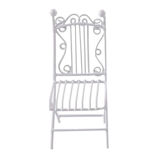Mesa y silla para casa de muñecas en miniatura, juego de mesa de jardín de hadas, decoración, juguete para niños, 1/12 Silla Blanca