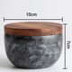 thumbnail image 2 of Tarro de mármol con tapa de madera de Acacia, tarro de sal de mármol, tarro de condimentos, tarro de almacenamiento negro + cuchara, 2 of 5
