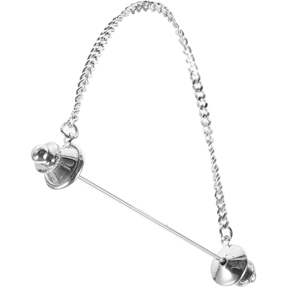 HEALEEP Decorative Necktie Pin for Men with Chain Metal Collar Bar Stylish Accessory