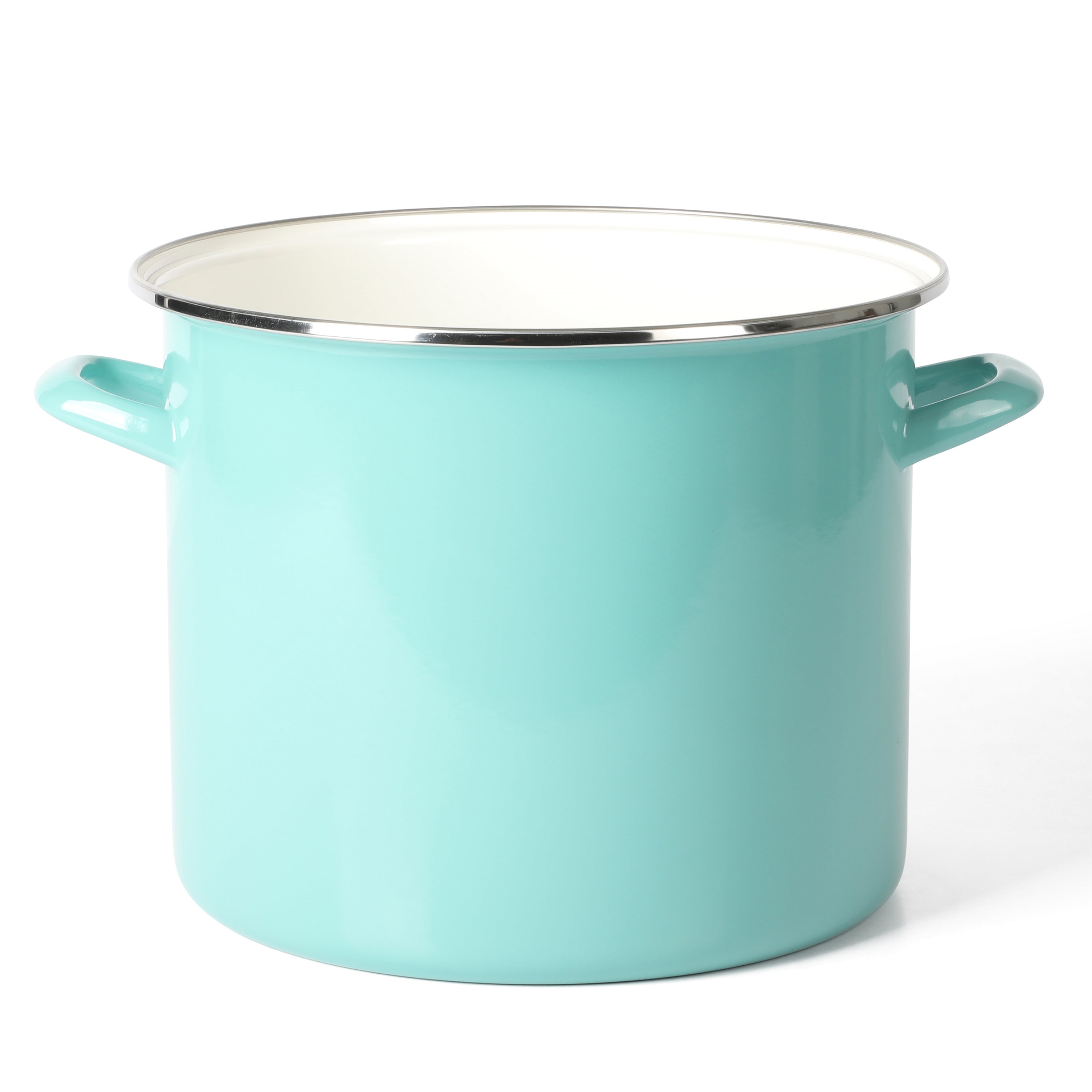 Martha Stewart Everyday Haverhill 12-Quart Teal Enamel on Steel Stock Pot with Lid