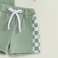 thumbnail image 4 of Boys Summer Outfits Toddler Baby Boy Summer Clothes Plaid Patchwork Short Sleeve T Shirt Tops and Stretch Shorts Boy Outfit, 4 of 6