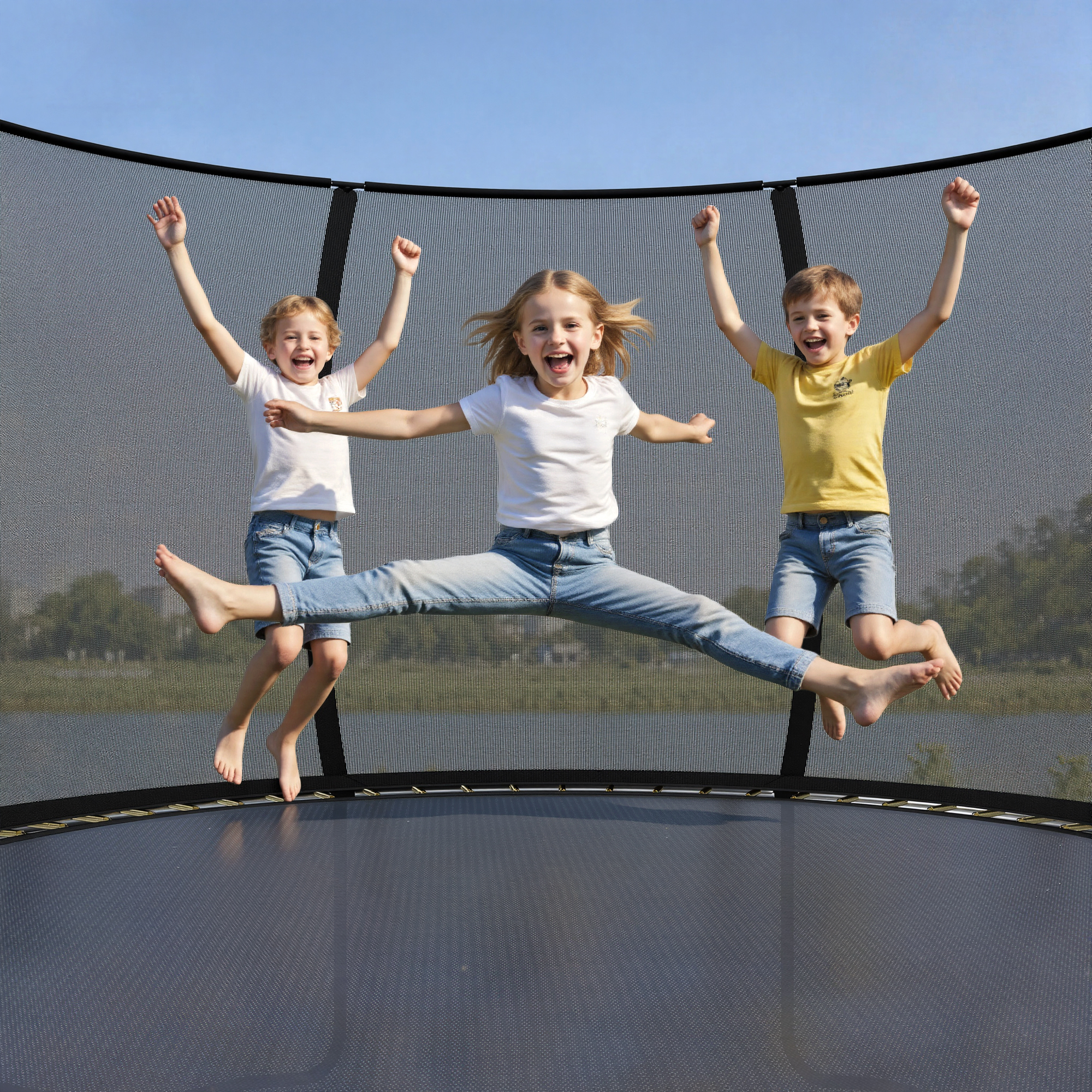 Marknig 10FT 12FT 14FT Trampoline with Safety Enclosure Net and Ladder for Kids and Adults, Outdoor Round Trampoline with Spring Padding, 330-450LBS Weight Capacity(Black)