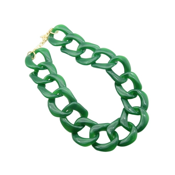 sweethay Gargantilla, collar grueso bohemio, clip de papel acrílico exagerado, cadenas para suéter, colgantes para mujer, accesorios de ropa Ropa, zapatos y accesorios Miscelánea Verde