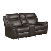 Lexicon Aram Faux Leather Double Glider Reclining Love Seat in Dark Brown