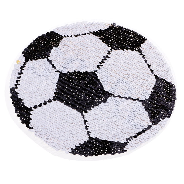 DIY Bordado Forma Fútbol Coser Lentejuelas Divisa Apliques Tela Zulema Parche de lentejuelas de fútbol
