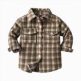 thumbnail image 4 of YIWULA Toddler Boy Girl Fall Flannel Shirt Kid Baby Long Sleeve Button Down Plaid Shirts(10-11 Years,Khaki), 4 of 5