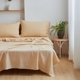 thumbnail image 6 of Simple&Opulence Washed Linen Bed Sheet Set Basic Style 4 Pieces (1 Flat Sheet & 1 Fitted Sheet & 2 Pillowcases) 100% Natural French Flax Soft Breathable Farmhouse Bedding (Queen, Sand), 6 of 9