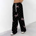 thumbnail image 3 of Fabrcox Women Wide Leg Pants Bow Graphic Baggy Womens Lounge Pants Loose Fit Spring Summer Valentines Day Woman Trousers Pants with Pockets, 3 of 5
