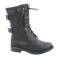 thumbnail image 1 of Pack-72 Women's Mid Calf Zipper Low Heel Combat Military Lace Up Boots Shoes, 1 of 3