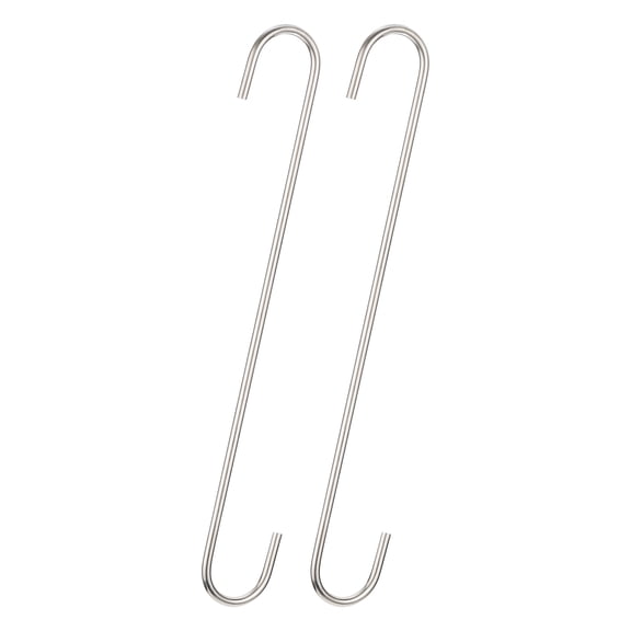 Unique Bargains S Hanging Hooks Extra Long Steel Hanger Matt Silver 12inch/300mm