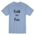 thumbnail image 1 of "Faith Over Fear" Inspirational Medium font Quote Men's Light Blue T-shirt, 1 of 1