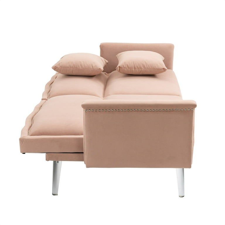 Modern Love Seats Sofa Furniture with 2 Pillows and Golden Metal Legs Upholstered Tufted Couch with Backrest and Loveseat Armrest for Home Living