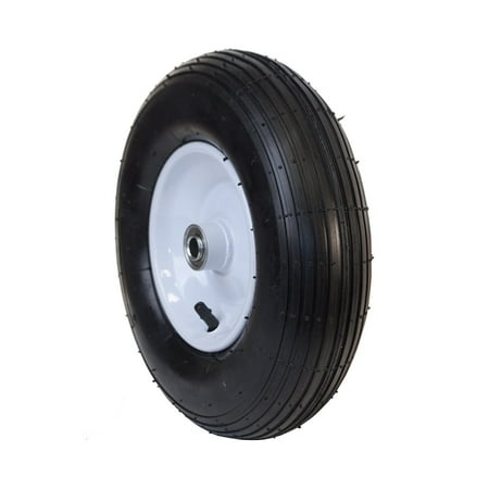 ALEKO Ribbed Pneumatic Replacement Wheel for Wheelbarrow - 13 Inch - Black Tire with White
