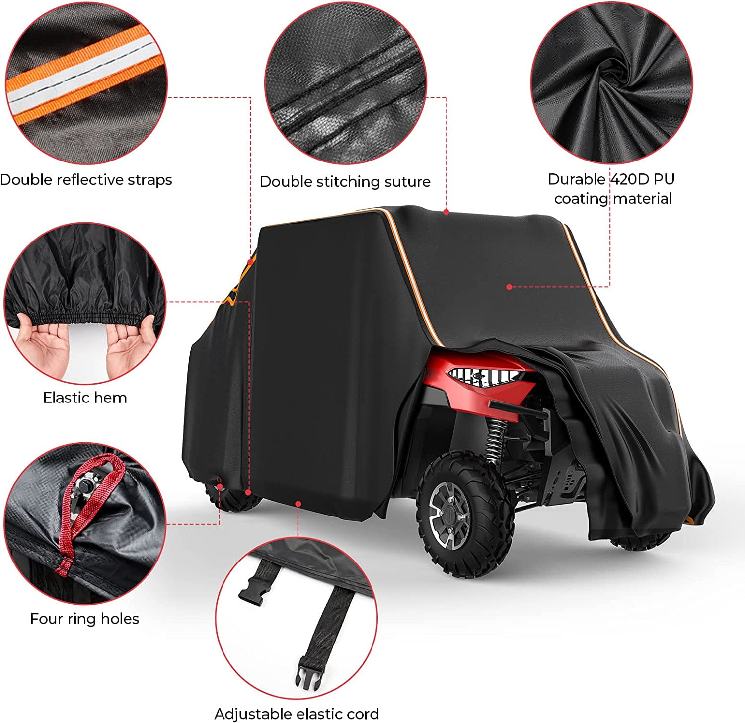 UTV Vehicle Storage Cover 4 Seat 420D Waterproof for Polaris Ranger Crew General 4 1000 RZR XP 4