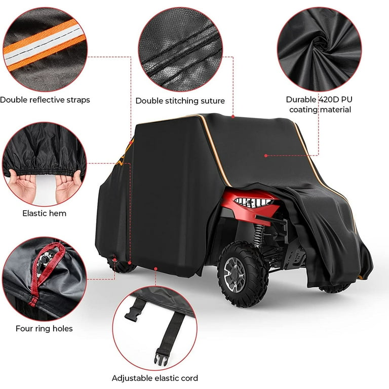 UTV Vehicle Storage Cover 4 Seater 420D Compatible with Polaris Ranger Crew  570 800 900 1000 General 4 1000 RZR XP 4 Turbo Talon 1000X4 2-Row Seating  with Reflective Strips Heavy Duty Cover Waterproof 