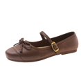 thumbnail image 3 of YOUYEDIAN Mary Jane Shoes Women Vesatile Bowtie Deco Comfy Casual Slip On Low Heel Flats Square Toe Fashion Dress Shoes, 3 of 5