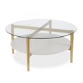 thumbnail image 1 of Henn&Hart 36" Brass/White Metal/Glass Coffee Table, 1 of 8