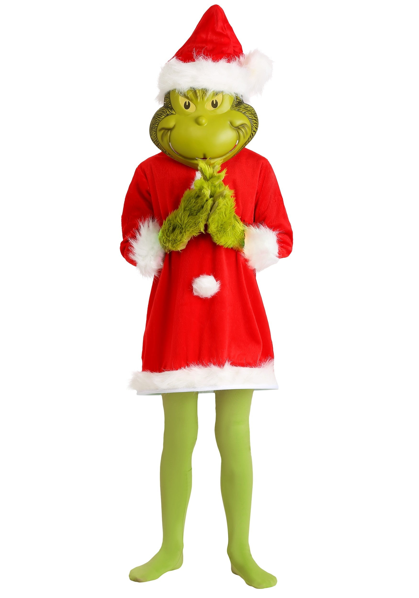 The Grinch In Cartoon Christmas Outfit 2022 The Grinch Santa Deluxe Kids Costume With Mask | Walmart Canada