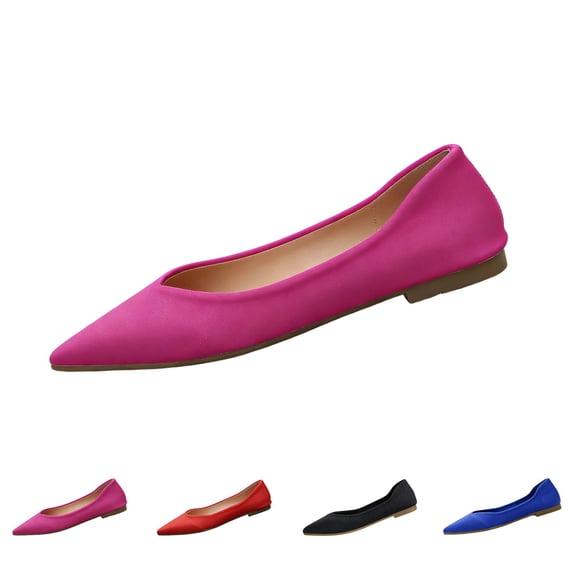 Willtoo Ladies Fashion Solid Color Pointed Toe Casual Shoes Shallow Flat Shoes Lace Shoes Women
