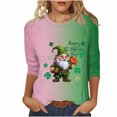 thumbnail image 2 of Meichang Hauts pour Femmes Manches 3/4 en Liquidation, T-Shirts de la Saint-Patrick Col Rond Chanceux Irlandais Graphiques Décontractés, 2 of 5