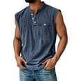 thumbnail image 2 of LISTHA Gym Tank Tops for Men V Neck Casual Sleeveless Gym T-Shirt Vintage 2025 Distressed Washed Tee with Pocket Navy 2XL, 2 of 5