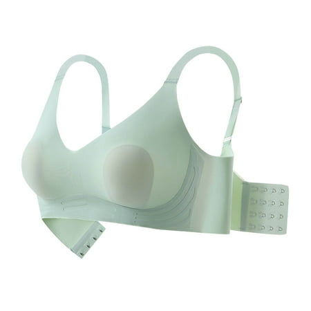 Mrasaso Weekly Deals! Womens Cotton Underwear Women Nylon Bra Fashion Women s Large Size Solid Color Wireless BraSoft Support for Comfortable Everyday Wear(1pc Underwear) Green|L