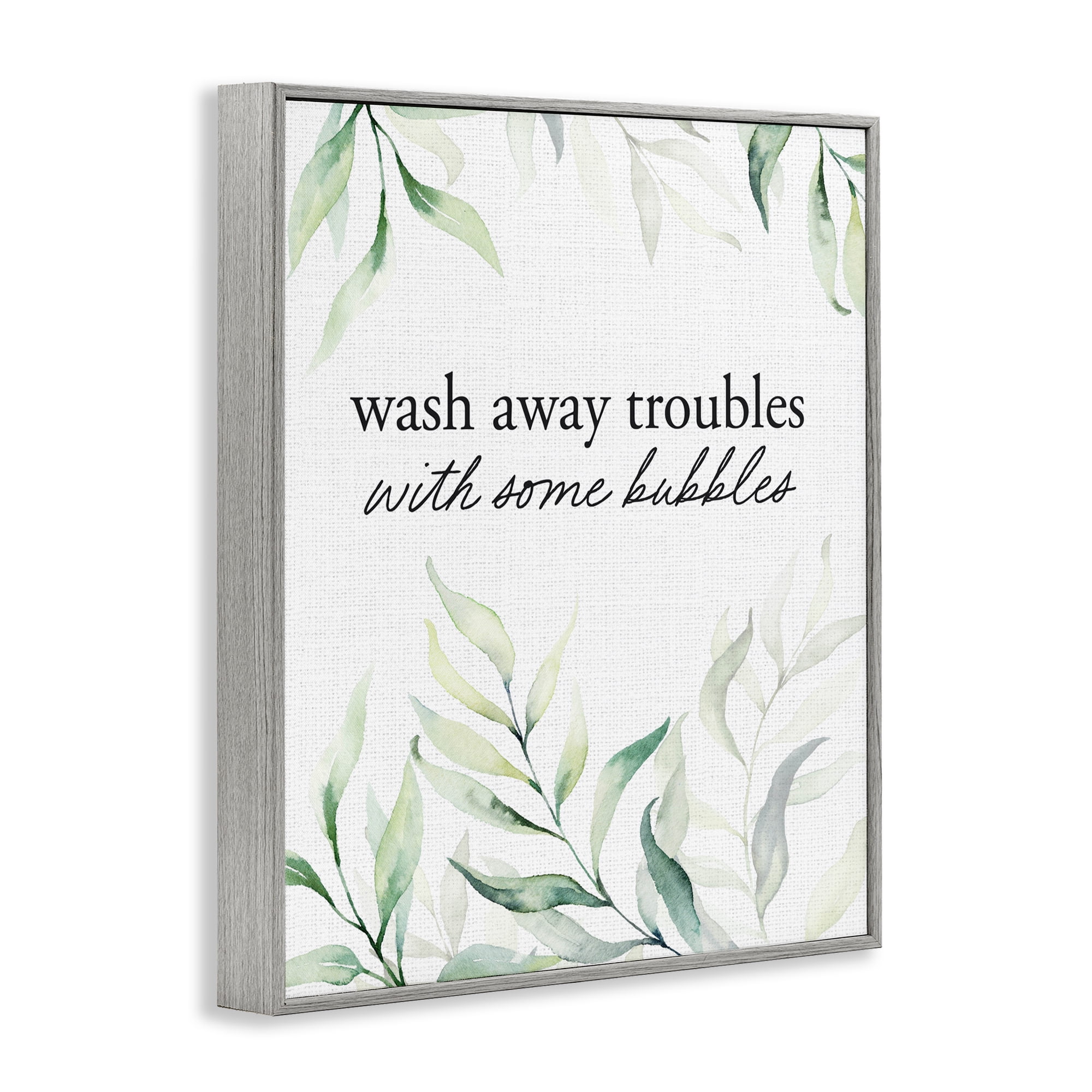 Zen Wash Away Troubles Gray Framed Giclee Art, design by Lettered and Lined