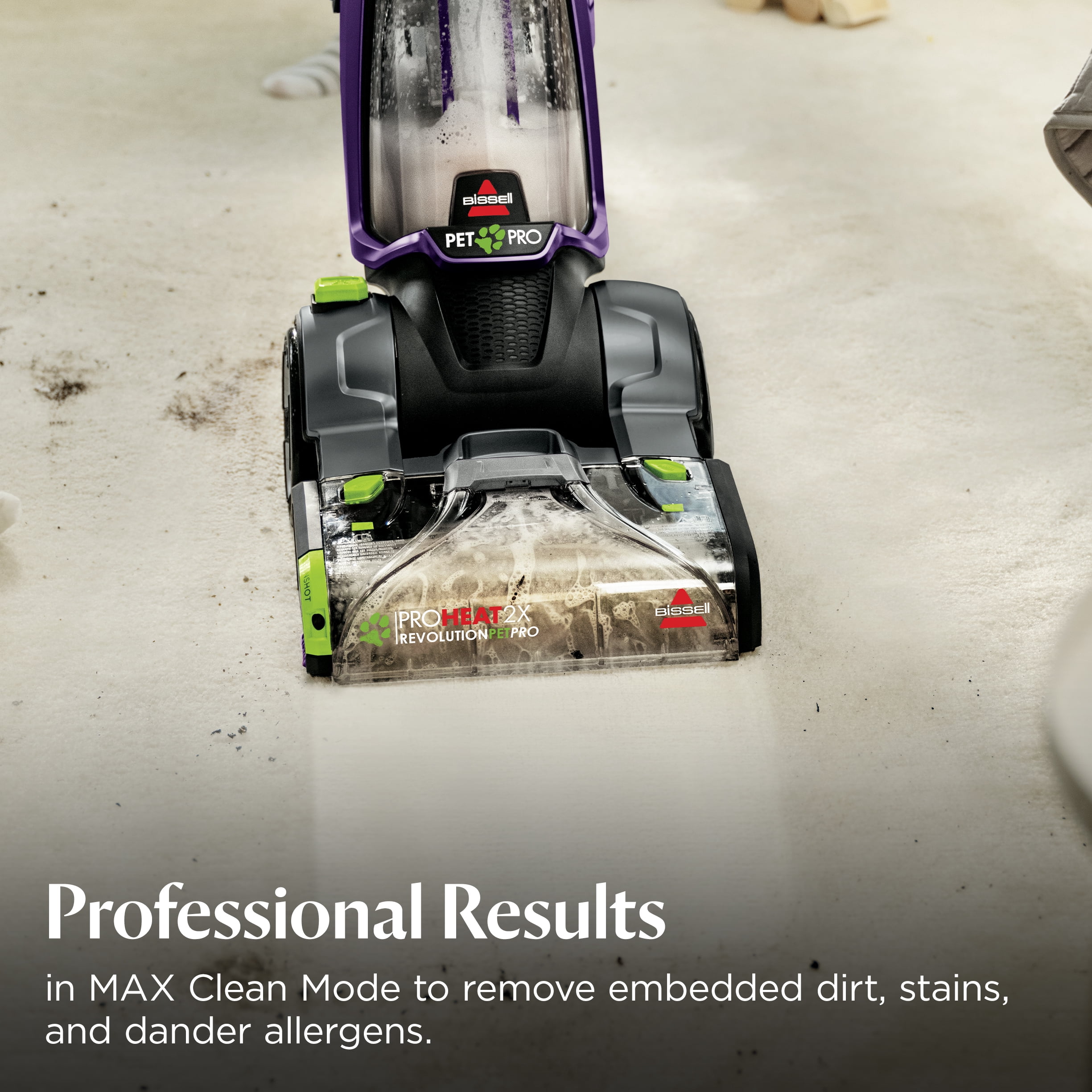 BISSELL ProHeat 2X Revolution Pet Pro Upright Deep Cleaner, for Carpets and Upholstery, Turbo Strength Motor Technology, 3 Cleaning Modes, Heatwave Technology, 3586, Purple