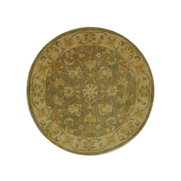 SAFAVIEH Antiquity Clematis Oriental Wool Area Rug, Green/Gold, 3'6" x 3'6" Round