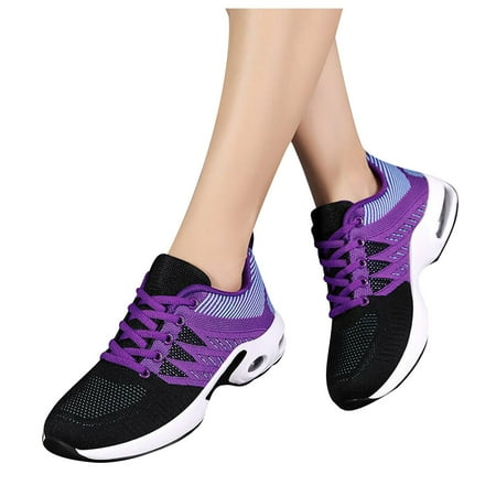 Fauean Womens Casual Shoes Versatile Comfortable Lace up Sneakers Outdoor Walking Shoes Purple Size 41
