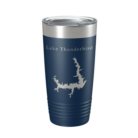

Lake Thunderbird Map Tumbler Travel Mug Insulated Laser Engraved Coffee Cup Oklahoma 20 oz Navy Blue