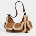thumbnail image 5 of Y2K Vintage Faux Fur Winter Handbag for Women - Retro Splicing Plush Multi - Pocket Underarm & Shoulder Bag, 5 of 12