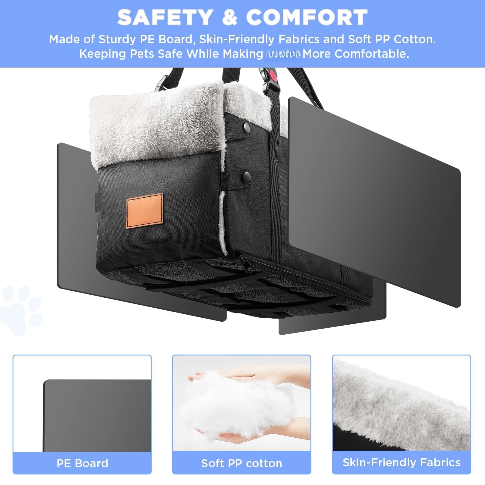 Center Console Dog Car Seat For Small Dogs Washable Foldable Booster Puppy With Safe Protection Hooks Adjustable Straps And Storage Pocket Pet Up To15lbs