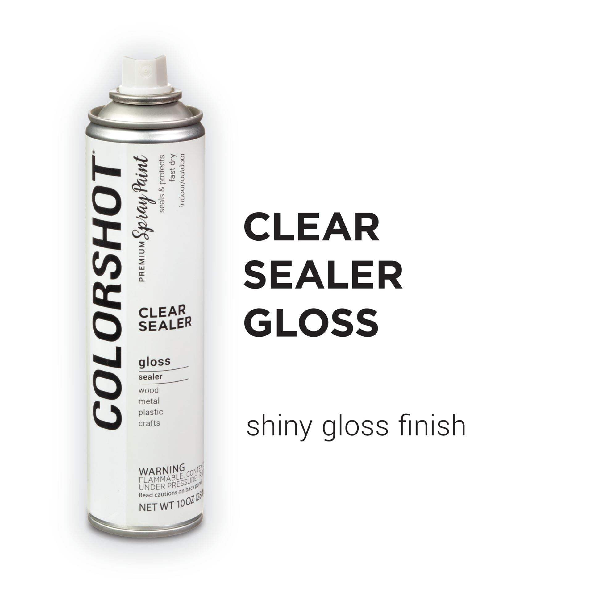 COLORSHOT Clear Sealer Gloss, 10 oz. 4 Pack, Fast-Drying Acrylic Paint, Indoor & Outdoor Use