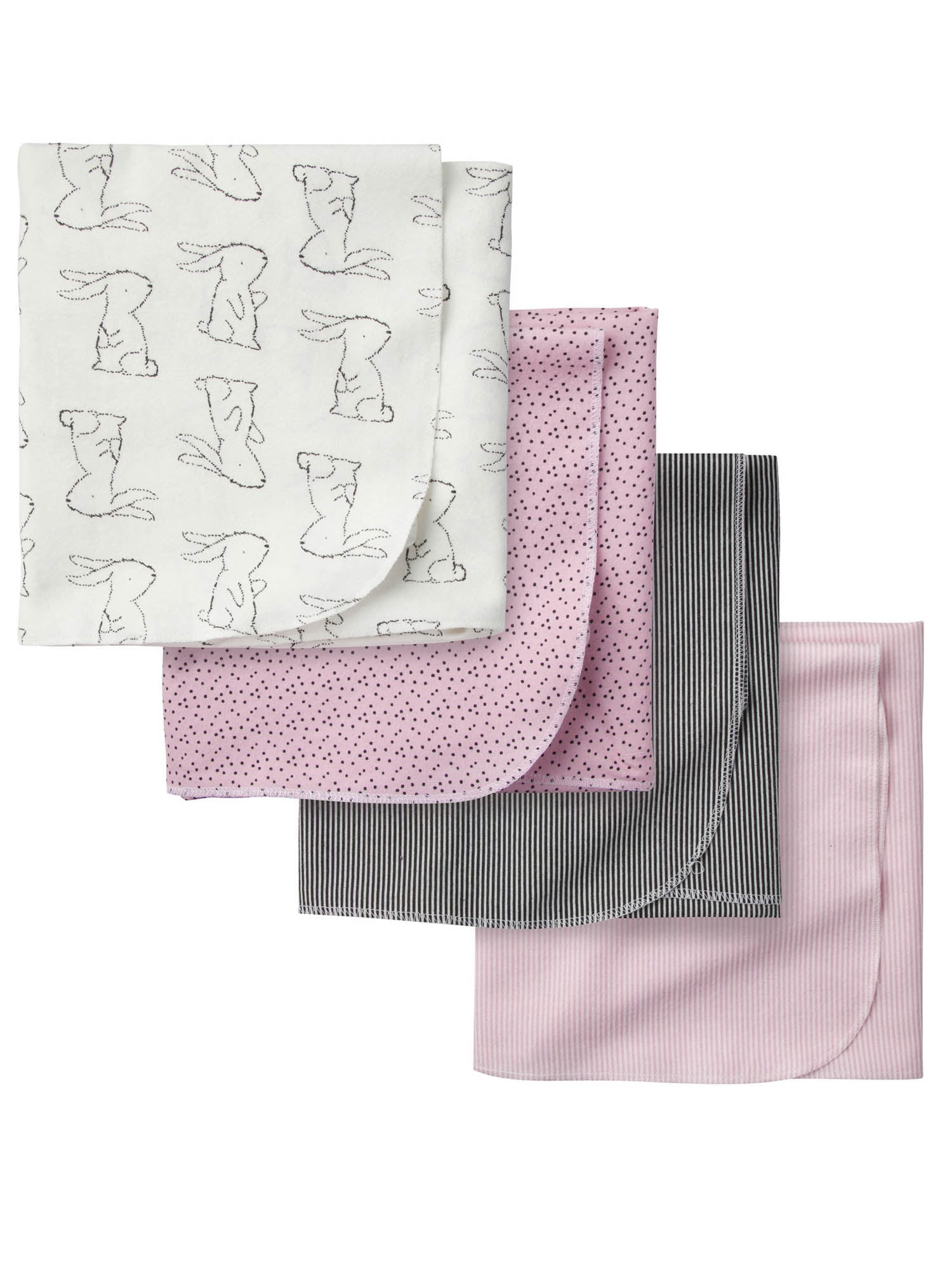 Gerber Baby Girl Flannel Receiving Blankets, 4Pack