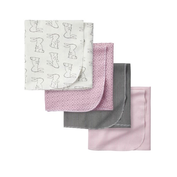 Gerber Baby Girl Flannel Receiving Blankets, 4Pack