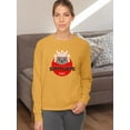 thumbnail image 2 of Japanese Samurai Neko Cat Sign Sweatshirt Women -Image by Shutterstock, Female Medium, 2 of 4