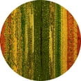 thumbnail image 1 of Ahgly Company Machine Washable Indoor Round Oriental Yellow Modern Area Rugs, 3' Round, 1 of 4