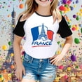 thumbnail image 2 of Shirts Girls Wear City Tourism Commemorative Print Raglan Sleeve Color Block Short Sleeve Girls Tops Black 11 Years-12 Years, 2 of 4