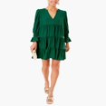 thumbnail image 3 of PENGXIANG Femmes une Ligne Mini Robe Décontractée Manches Longues Ample Ajustement V Robe de Cou, 3 of 9