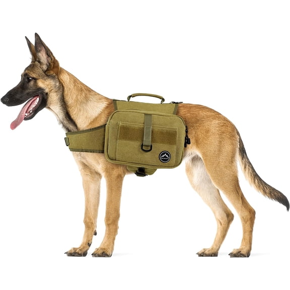 Dog Backpack & Saddle Bag, Tactical Hiking Backpack for Large Dogs with Side Pockets & Adjustable Strap
