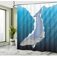 thumbnail image 5 of Ambesonne Cartoon Shower Curtain, Ocean Whale Fish Swims, 69"Wx84"L, Multicolor, 5 of 5