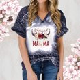 thumbnail image 5 of Top de manga corta con estampado de degradado Sexy de verano para mujer con cuello en V y estampado de día regular para mujer OAVQHLG3B Store lin121212, 5 of 5