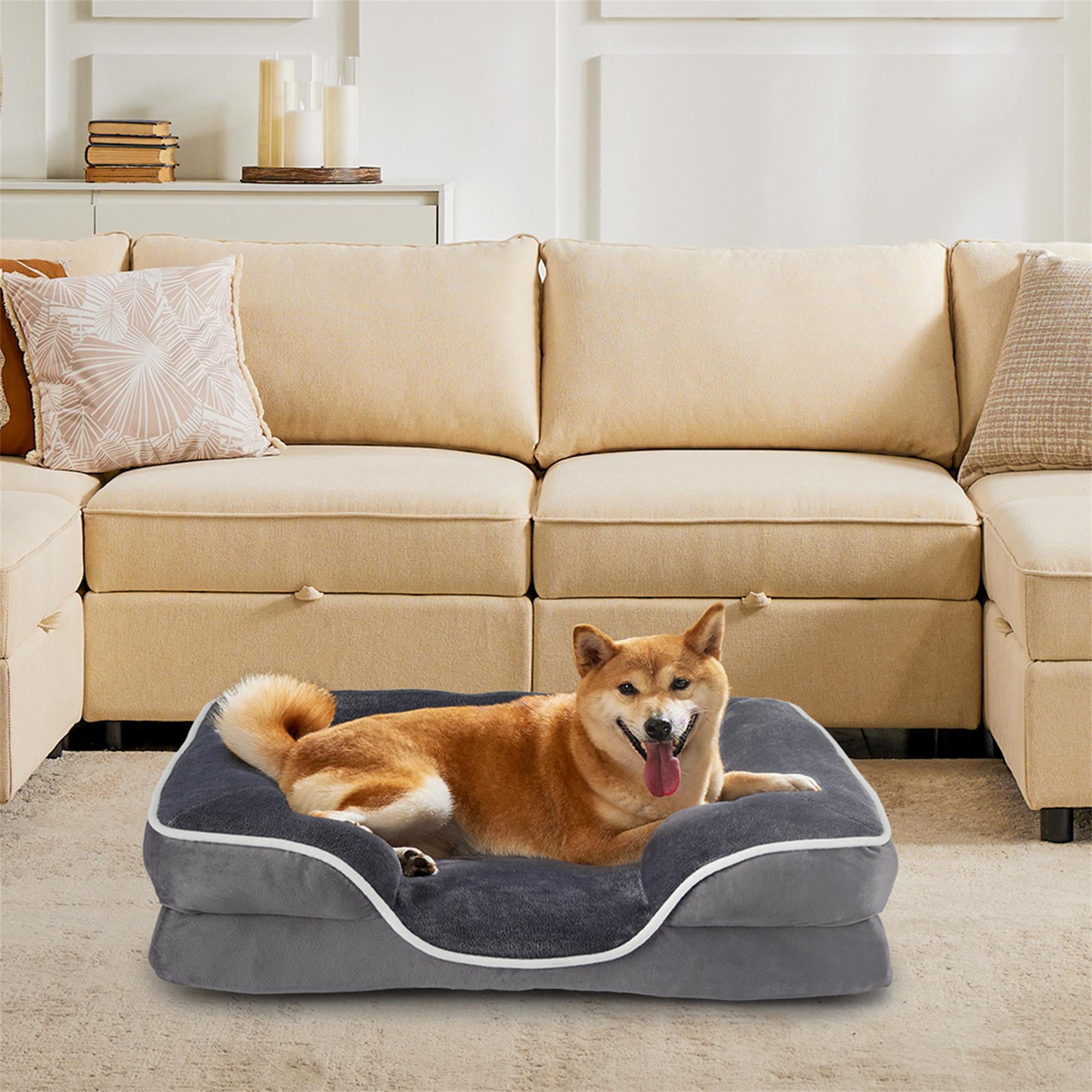 Kadyn 35"x25" Orthopedic Dog Bed for Medium Dogs and Cats, Waterproof Dog Sofa Beds, Supportive Foam Pet Couch Bed with Removable Washable Cover, Gray